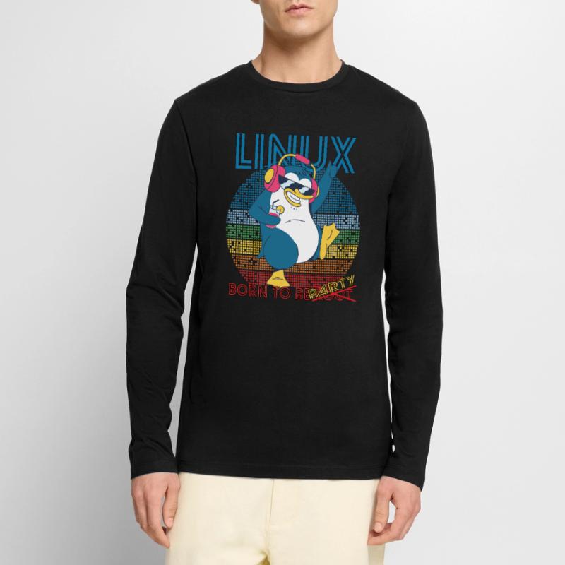 Linux Party Born To Be Root Geek Game Programmer A Men's Premium Organic Long Sleeve Shirt