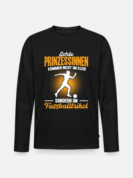 Echte Mädchen Spielen Fußball - Männer Premium Bio Langarmshirt - Schwarz