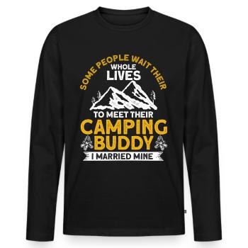 Cool Camping Buddies Cadeau Camping Buddy - T-shirt manches longues Premium bio Homme - noir - Devant - Nico (187cm)
