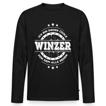 Winzer Kollegen Geburtstag Weinbauer Geschenk - Männer Premium Bio Langarmshirt - Schwarz - Vorne - Nico (187cm)