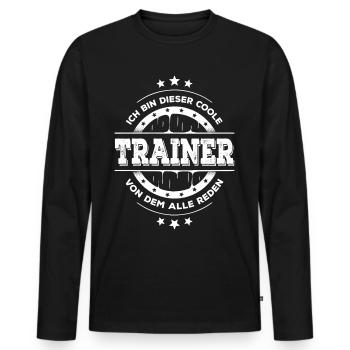 Trainer Kollegen Geburtstag Sport Geschenk - Männer Premium Bio Langarmshirt - Schwarz - Vorne - Nico (187cm)