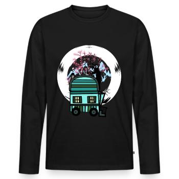 Trailer Naturfreund Freizeit Frühling Natur Alm - Men's Premium Organic Long Sleeve Shirt - black - Front - Nico (187cm)