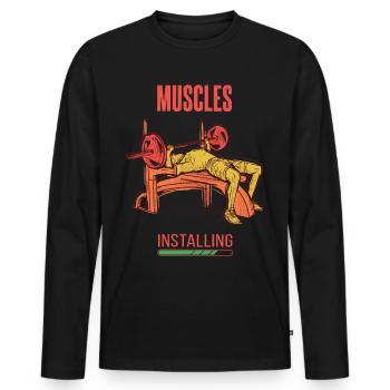 Muscles de développé couché, la tension de poids de l’entraînement thoracique - T-shirt manches longues Premium bio Homme - noir - Devant - Nico (187cm)