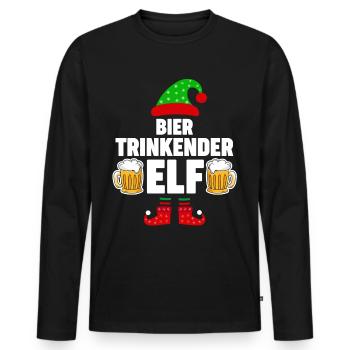 Weinachten Weihnachtself Bier Elfe Elfen - Männer Premium Bio Langarmshirt - Schwarz - Vorne - Nico (187cm)