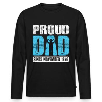 Proud Dad Since November 1976 - Men's Premium Organic Long Sleeve Shirt - black - Front - Nico (187cm)