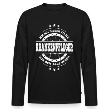 Krankenpfleger Geburtstag Krankenpflege Geschenk - Männer Premium Bio Langarmshirt - Schwarz - Vorne - Nico (187cm)