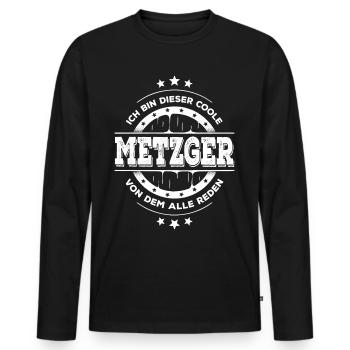 Metzger Kollegen Geburtstag Fleischer Geschenk - Männer Premium Bio Langarmshirt - Schwarz - Vorne - Nico (187cm)