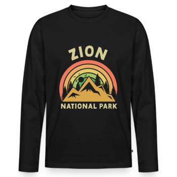 Parc national de Zion Utah Randonnée Camping en plein air - T-shirt manches longues Premium bio Homme - noir - Devant - Nico (187cm)