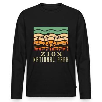 Parc national de Zion Utah Randonnée Camping en plein air - T-shirt manches longues Premium bio Homme - noir - Devant - Nico (187cm)