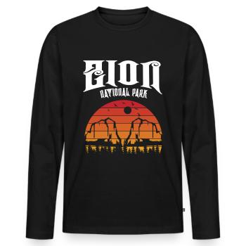 Zion National Park Utah Hiking Camping Outdoor - Men's Premium Organic Long Sleeve Shirt - black - Front - Nico (187cm)