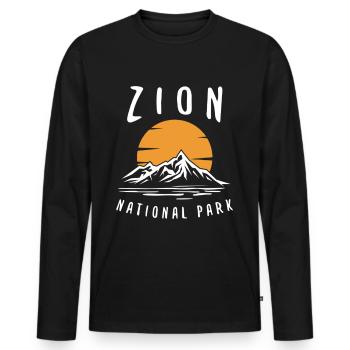 Parc national de Zion Utah Randonnée Camping en plein air - T-shirt manches longues Premium bio Homme - noir - Devant - Nico (187cm)