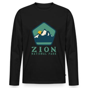 Zion National Park Utah Hiking Camping Outdoor - Men's Premium Organic Long Sleeve Shirt - black - Front - Nico (187cm)