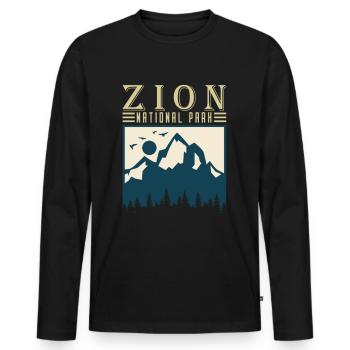 Parc national de Zion Utah Randonnée Camping en plein air - T-shirt manches longues Premium bio Homme - noir - Devant - Nico (187cm)