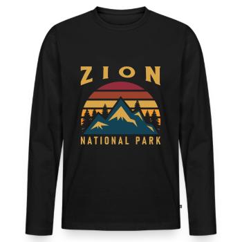 Parc national de Zion Utah Randonnée Camping en plein air - T-shirt manches longues Premium bio Homme - noir - Devant - Nico (187cm)