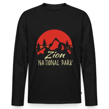 Parc national de Zion Utah Randonnée Camping en plein air - T-shirt manches longues Premium bio Homme - noir - Devant - Nico (187cm)