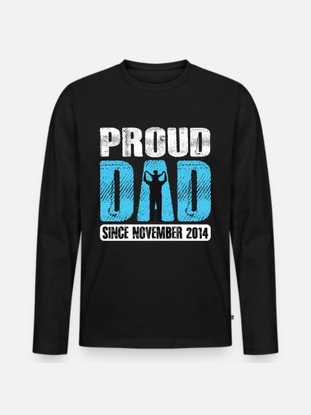 Proud Dad Since November 2014 - Men's Premium Organic Long Sleeve Shirt - black