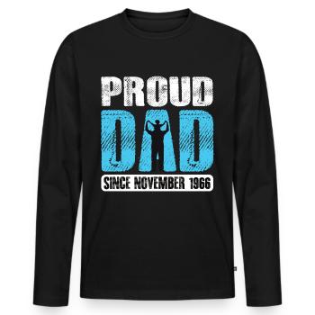Fier papa depuis novembre 1966 - T-shirt manches longues Premium bio Homme - noir - Devant - Nico (187cm)