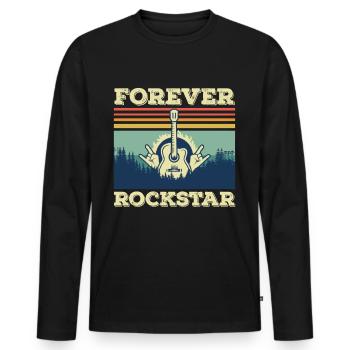 Guitar Retro Guitarist Rock Guitar Musician Singer - Men's Premium Organic Long Sleeve Shirt - black - Front - Nico (187cm)