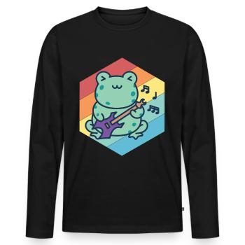 Cute Guitarist-Frog-Guitar-Rock-Guitar-Musici - Men's Premium Organic Long Sleeve Shirt - black - Front - Nico (187cm)