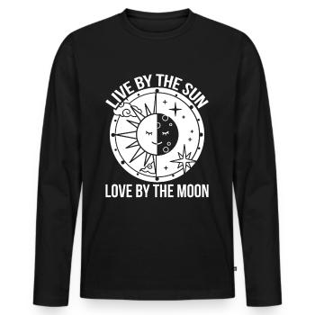 Lune Soleil Jour Lune Phase Lune Phases Lunaires de la Lune - T-shirt manches longues Premium bio Homme - noir - Devant - Nico (187cm)