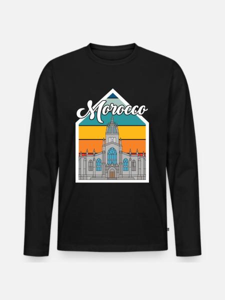 Morocco Skyline Africa City Gibraltar Ocean - Men's Premium Organic Long Sleeve Shirt - black