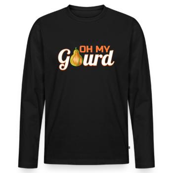 Logo Oh My Gourd pour Happy Thanksgiving - T-shirt manches longues Premium bio Homme - noir - Devant - Nico (187cm)