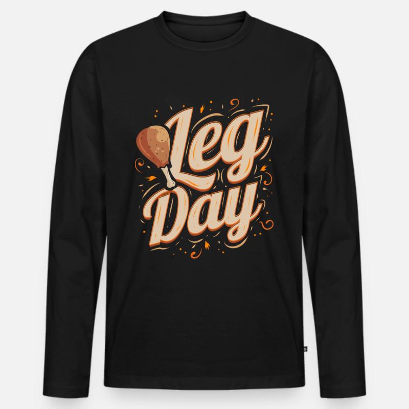 Turkey Drum Leg Day Thanksgiving - Männer Premium Bio Langarmshirt - Schwarz