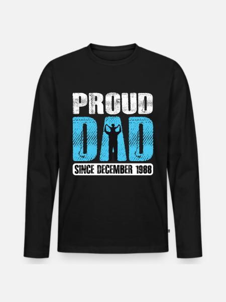 Proud Dad Since December 1988 - Men's Premium Organic Long Sleeve Shirt - black