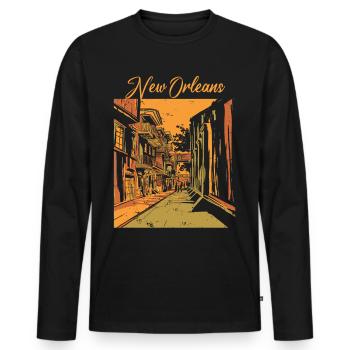 New Orleans Louisiana Souvenir Bourbon Street - Men's Premium Organic Long Sleeve Shirt - black - Front - Nico (187cm)