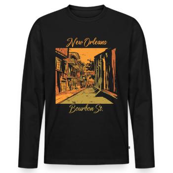 Souvenir-Louisiana Carnival Bourbon Street-New Or - T-shirt manches longues Premium bio Homme - noir - Devant - Nico (187cm)