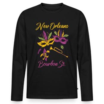 French New Orleans Carnival Souvenir Bourbon - Men's Premium Organic Long Sleeve Shirt - black - Front - Nico (187cm)
