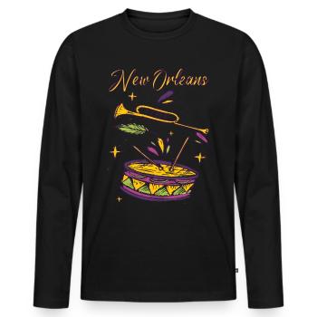 New Orleans Bourbon Street Mardi Gras French Quart - Men's Premium Organic Long Sleeve Shirt - black - Front - Nico (187cm)