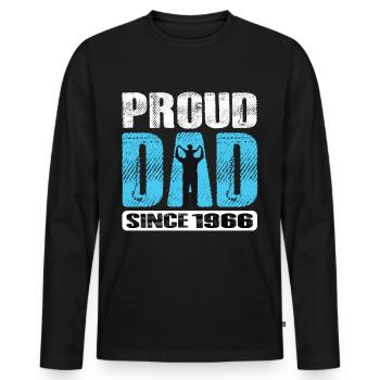 Fier papa depuis 1966 - T-shirt manches longues Premium bio Homme - noir - Devant - Nico (187cm)