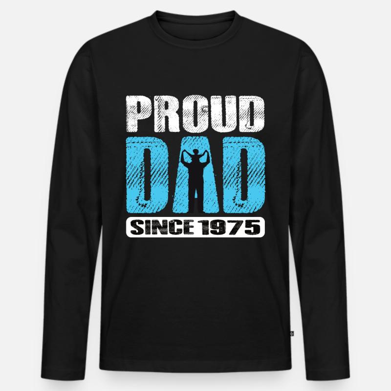 Proud Dad Since 1975 - Männer Premium Bio Langarmshirt - Schwarz