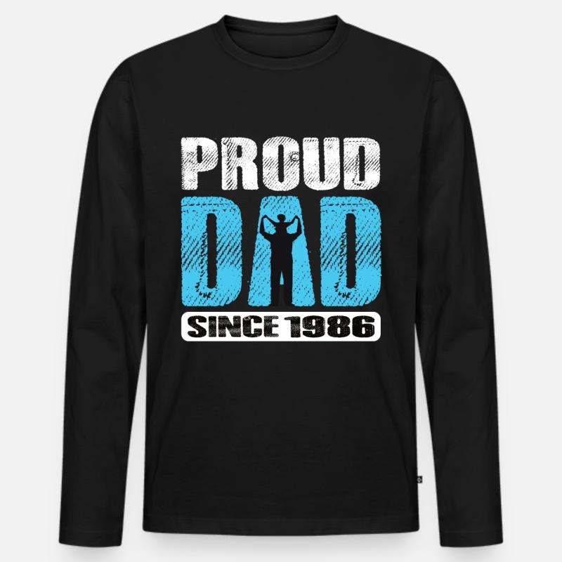 Proud Dad Since 1986 - Männer Premium Bio Langarmshirt - Schwarz