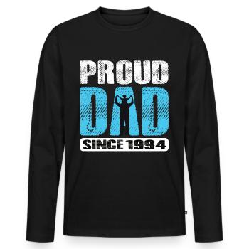 Proud Dad Since 1994 - Men's Premium Organic Long Sleeve Shirt - black - Front - Nico (187cm)