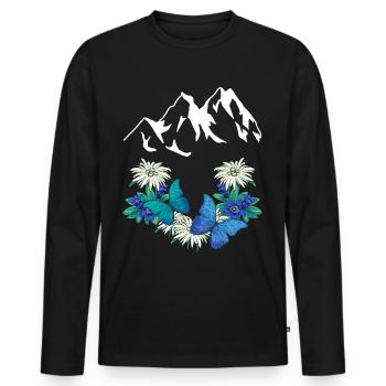 Austria Switzerland Dolomites Salzburg South Tyrol Alm - Men's Premium Organic Long Sleeve Shirt - black - Front - Nico (187cm)