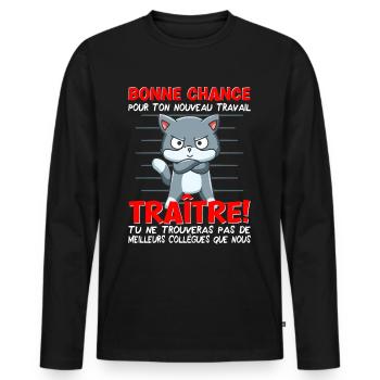 Départ collègue travail nouvel emploi bonne chance - T-shirt manches longues Premium bio Homme - noir - Devant - Nico (187cm)