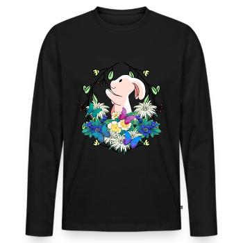 Début du printemps Lapin de Pâques Nature - T-shirt manches longues Premium bio Homme - noir - Devant - Nico (187cm)