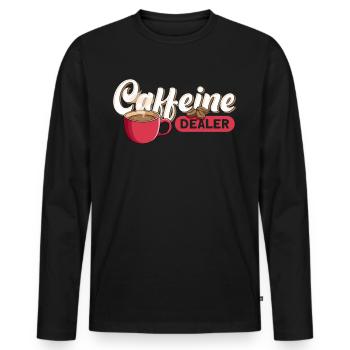 Funny Caffeine Dealer For Barista - Men's Premium Organic Long Sleeve Shirt - black - Front - Nico (187cm)