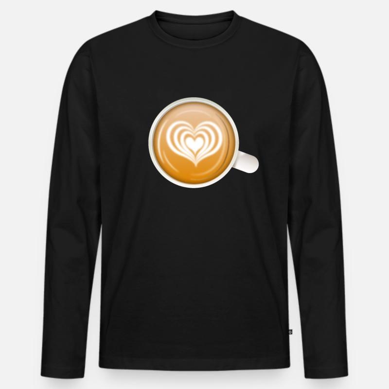Coffee Art Heart Latte For Coffee Lover And Barist - Männer Premium Bio Langarmshirt - Schwarz