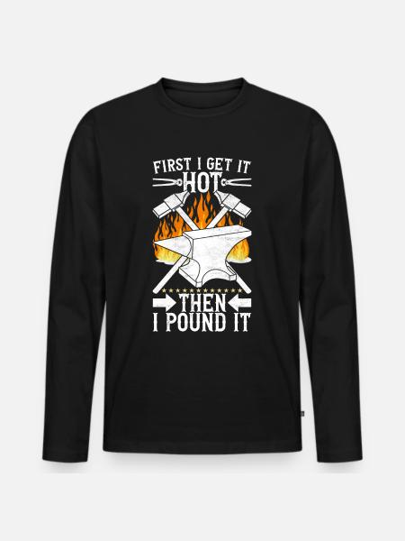 Blacksmith Forging Anvil - Men's Premium Organic Long Sleeve Shirt - black