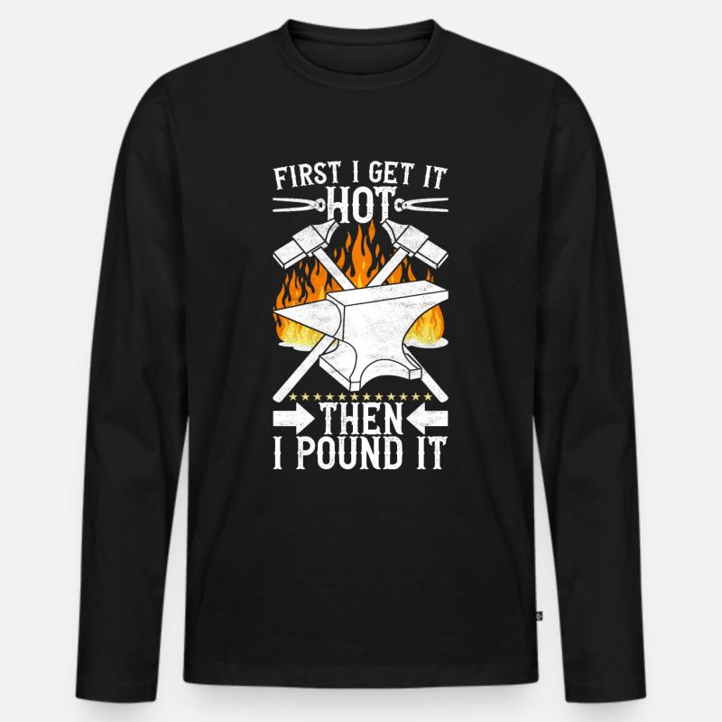 Blacksmith Forging Anvil - Men's Premium Organic Long Sleeve Shirt - black