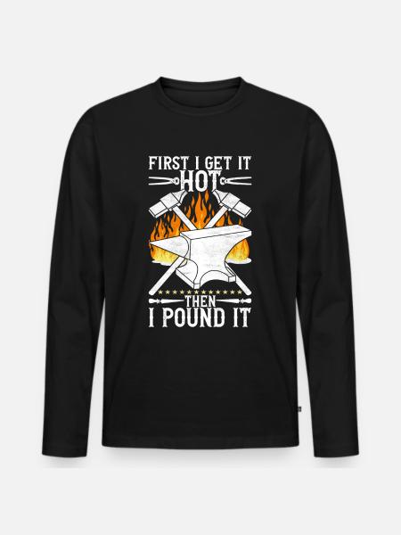 Blacksmith Forging Anvil - Men's Premium Organic Long Sleeve Shirt - black