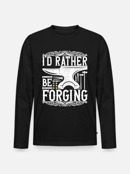 Blacksmith Forging Anvil - Men's Premium Organic Long Sleeve Shirt - black