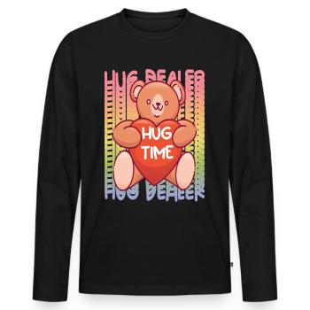 Teddy Hug Dealer Arc-en-ciel Mignon Teddy Bear Hug Time - T-shirt manches longues Premium bio Homme - noir - Devant - Nico (187cm)