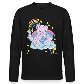 Rainbow Hug Me Cute Teddy Love Hug Dealer Cute Ted - Männer Premium Bio Langarmshirt - Schwarz - Vorne - Nico (187cm)