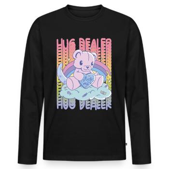 Hug Me Cute Teddy Rainbow Love Hug Dealer Cute Ted - Männer Premium Bio Langarmshirt - Schwarz - Vorne - Nico (187cm)