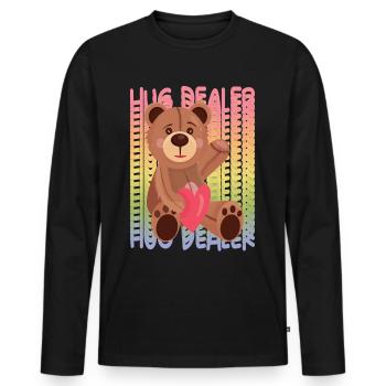 Hug Dealer Teddy with Heart Hug Dealer Rainbow Ted - Männer Premium Bio Langarmshirt - Schwarz - Vorne - Nico (187cm)