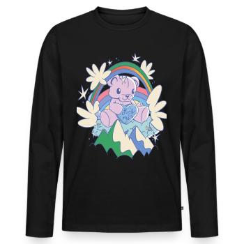 Rainbow Hug Me Cute Teddy Hug Time Teddy Bear - T-shirt manches longues Premium bio Homme - noir - Devant - Nico (187cm)